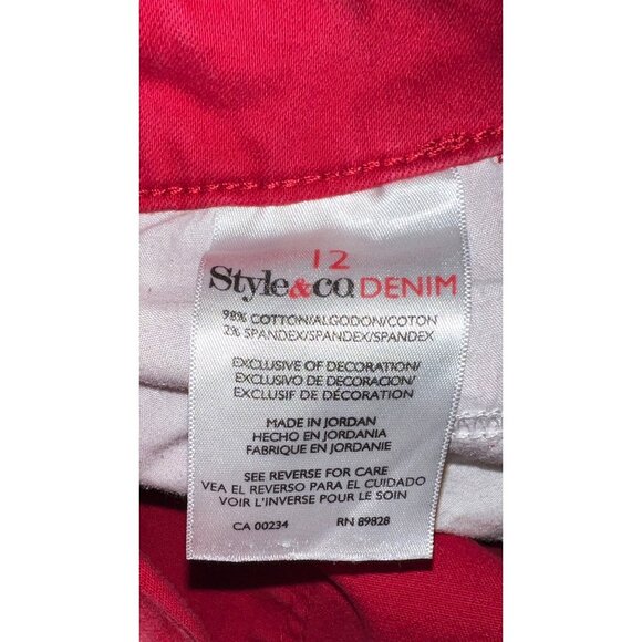 Style & Co Womens Red Denim Jeans 5-pocket- Size 12 - Picture 4 of 4